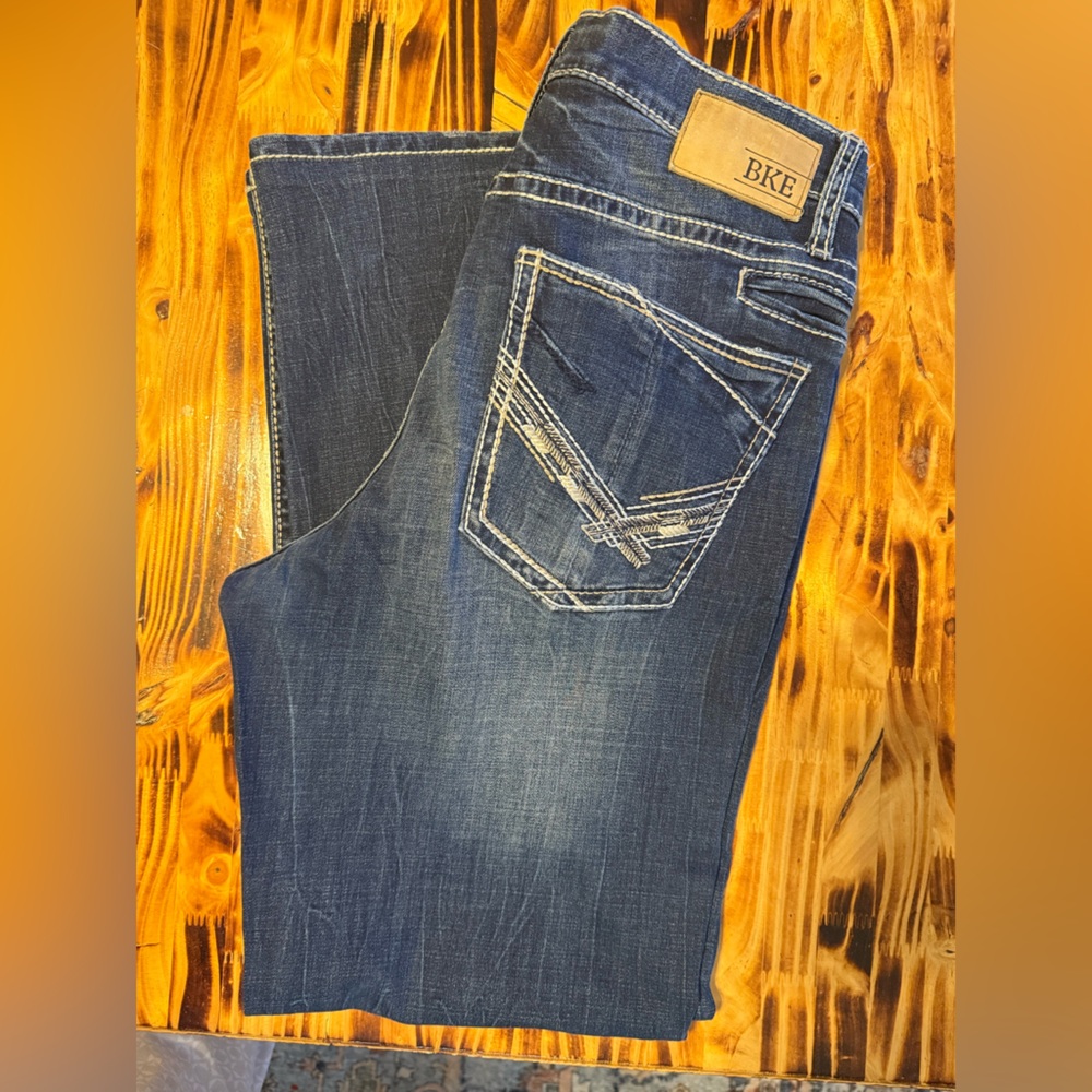 BKE Men's Dark Blue Straight Jeans